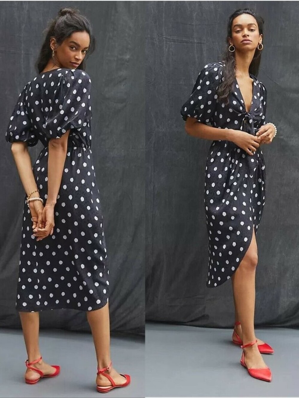 $398 DELFI Collective x Anthropologie Polka Dot Tia Midi Dress